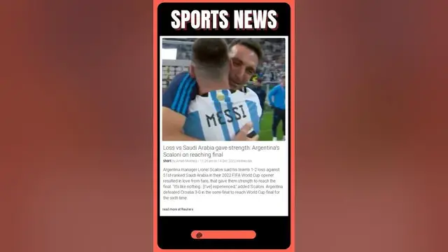 Video thumbnail for Sports News Today | Argentina Reaches the Final: Loss vs Saudi Arabia Gave Us Strength! | #shorts