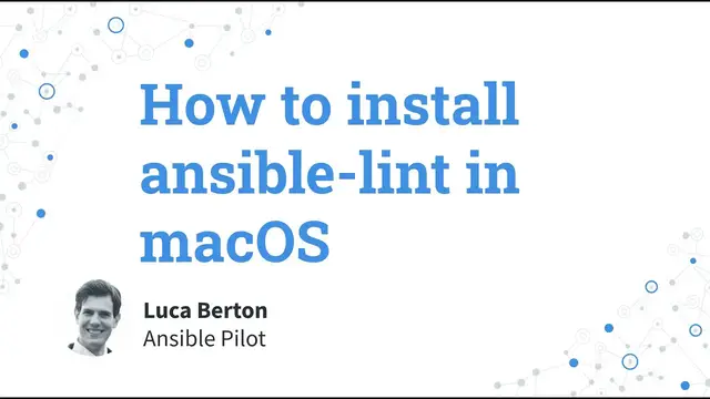 Video thumbnail for Ansible Tools - How to install ansible-lint in macOS