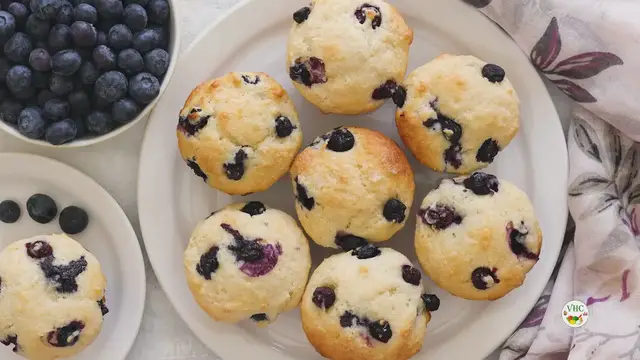 Video thumbnail for Eggless Blueberry Muffins