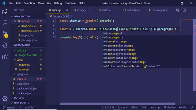 Video thumbnail for Node.js Web Scraping Cheerio Library Tutorial for Beginners Working with Attributes Example