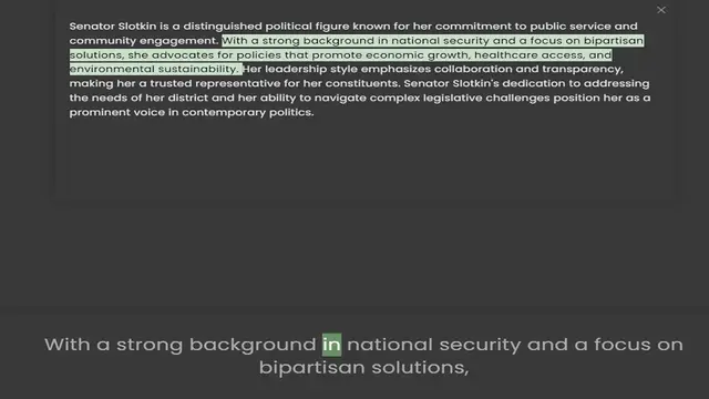Video thumbnail for community engagement. With a strong background in national security and a focus on bipartisan solutions, she advocates for policies that promote economic growth, healthcare access, and environmental sustainability. Her leadership style em
