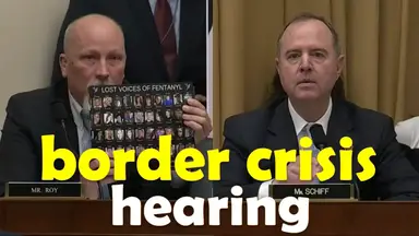 'Video thumbnail for Adam Schiff gets debunked by Chip Roy on 'drug trafficking stereotypes' at border crisis hearing'