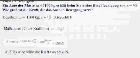 Video thumbnail for Kraft aus Masse und Beschleunigung berechnen Physik Textaufgabe