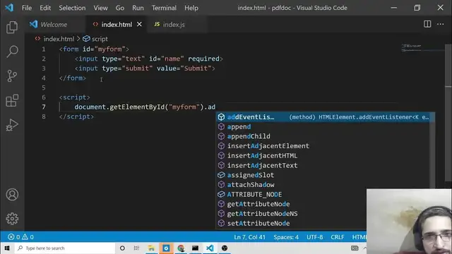 Video thumbnail for Javascript Tutorial to Prevent Form From Submitting in Browser Using e.preventDefault() Method
