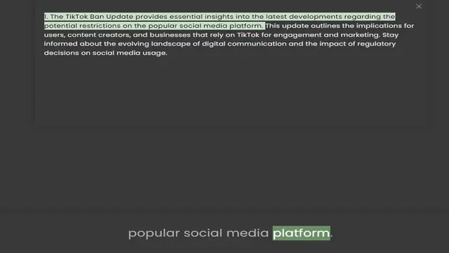 Video thumbnail for 1. The TikTok Ban Update provides essential insights into the latest developments regarding the potential restrictions on the popular social media platform. This update outlines the implications for users, content creators, and businesses