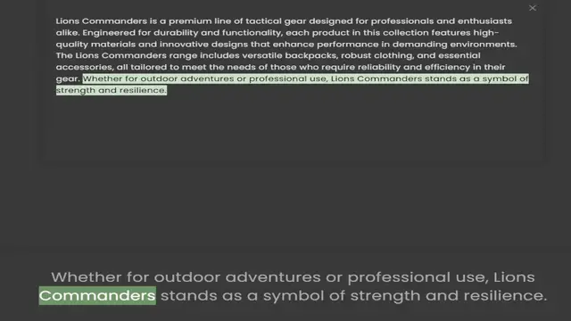 'Video thumbnail for Lions Commanders is a premium line of tactical gear designed for professionals and enthusiasts alike. Engineered for durability and functionality, each product in this collection features high-quality materials and innovative designs that'