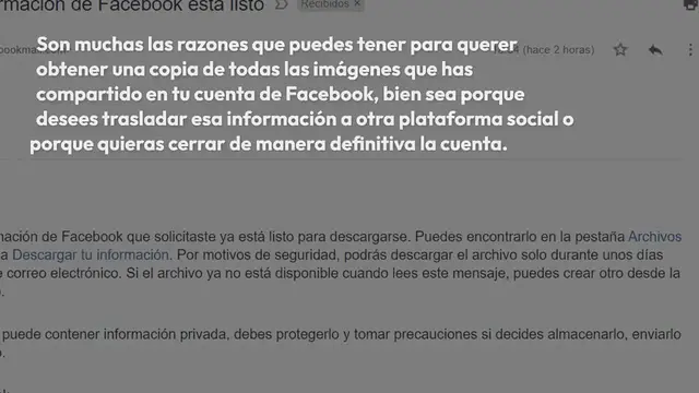 Video thumbnail for Cómo descargar todas tus fotos de Facebook