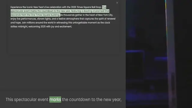 Video thumbnail for Experience the iconic New Year's Eve celebration with the 2025 Times Square Ball Drop. This spectacular event marks the countdown to the new year, featuring a dazzling crystal ball that descends from the One Times Square building. As thou