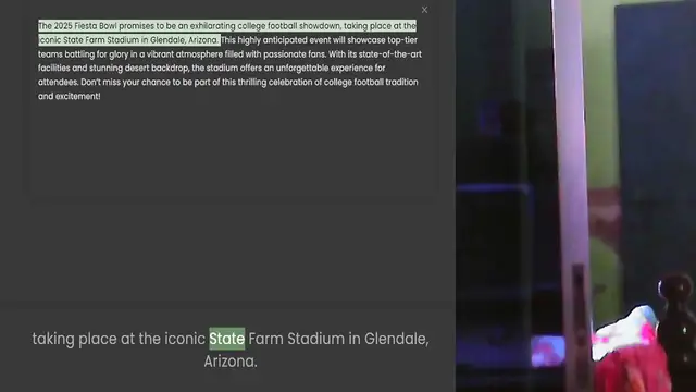 Video thumbnail for The 2025 Fiesta Bowl promises to be an exhilarating college football showdown, taking place at the iconic State Farm Stadium in Glendale, Arizona. This highly anticipated event will showcase top-tier teams battling for glory in a vibrant