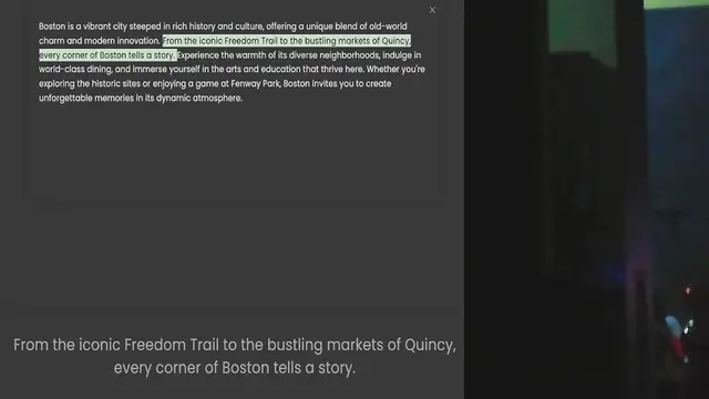 Video thumbnail for charm and modern innovation. From the iconic Freedom Trail to the bustling markets of Quincy, every corner of Boston tells a story. Experience the warmth of its diverse neighborhoods, indulge in world-class dining, and immerse yourself in