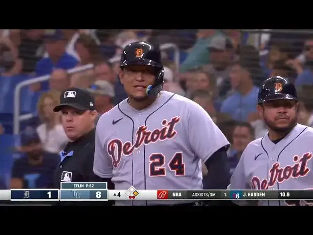 'Video thumbnail for Miguel Cabrera CRANKS a RBI Single, Scoring Kerry Carpenter! | Detroit Tigers | 4/1/2023'