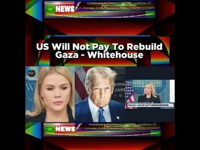 Video thumbnail for US Will Not Pay To Rebuild Gaza - Whitehouse