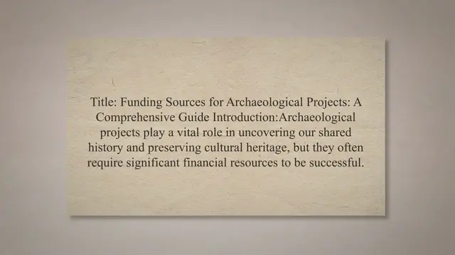 Video thumbnail for Funding sources for archaeological projects