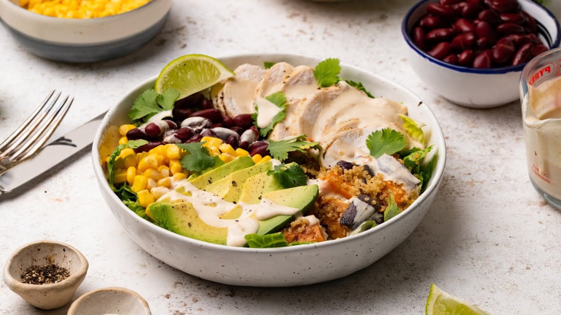 Video thumbnail for Chicken And Sweet Potato Burrito Bowl Recipe