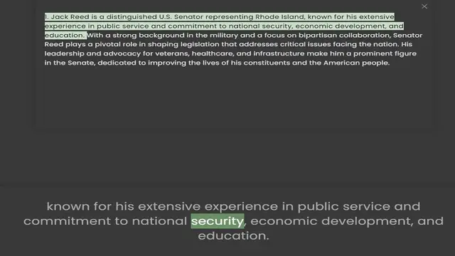 Video thumbnail for experience in public service and commitment to national security, economic development, and education. With a strong background in the military and a focus on bipartisan collaboration, Senator Reed plays a pivotal role in shaping legislat