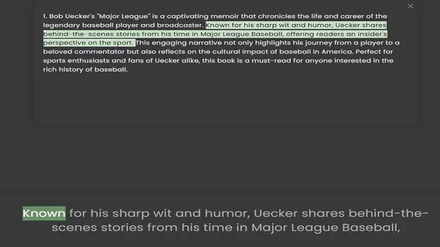 Video thumbnail for legendary baseball player and broadcaster. Known for his sharp wit and humor, Uecker shares behind-the-scenes stories from his time in Major League Baseball, offering readers an insider's perspective on the sport. This engaging narrative