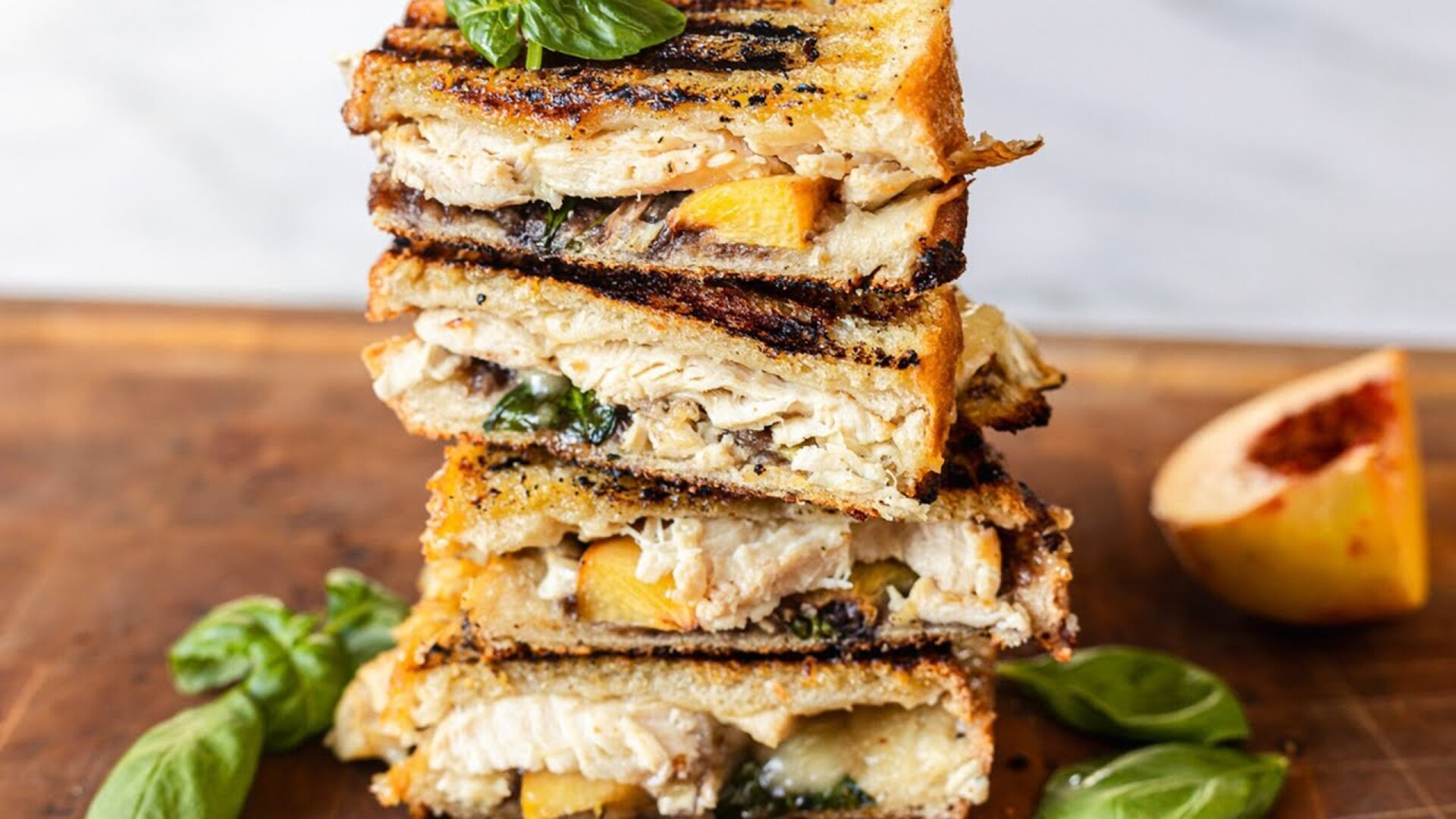 Video thumbnail for Chicken, Brie, And Peach Panini Recipe