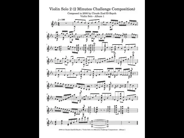 Video thumbnail for Violin Solo 2 (2 Minutes Challenge Composition) - Claude Ziad El-Bayeh - Composed in 2000