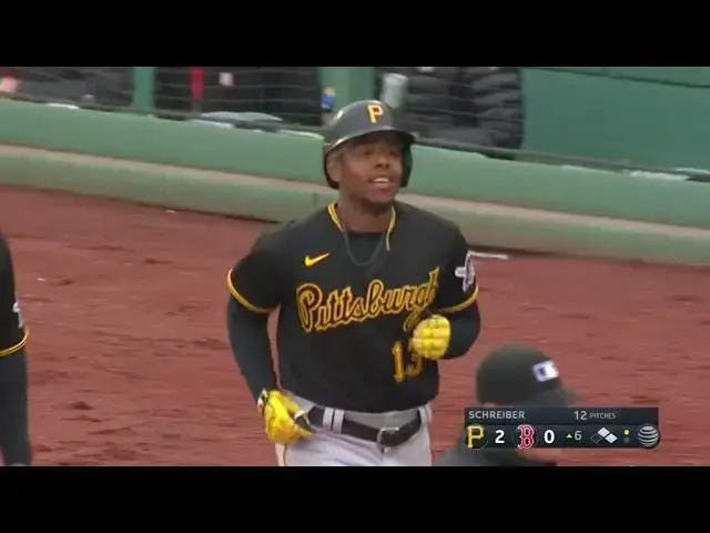 'Video thumbnail for Ke'Bryan Hayes SMACKS a RBI Single, Scoring Bryan Reynolds! | Pittsburgh Pirates | 4/5/2023'