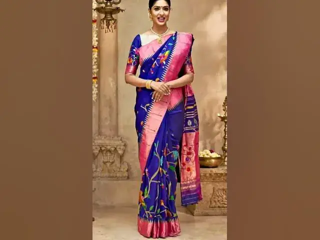 Video thumbnail for 💙 Royal Blue & Pink Paithani Saree | Vibrant Handwoven Beauty ✨#PaithaniSaree #PurePaithani #Yeola