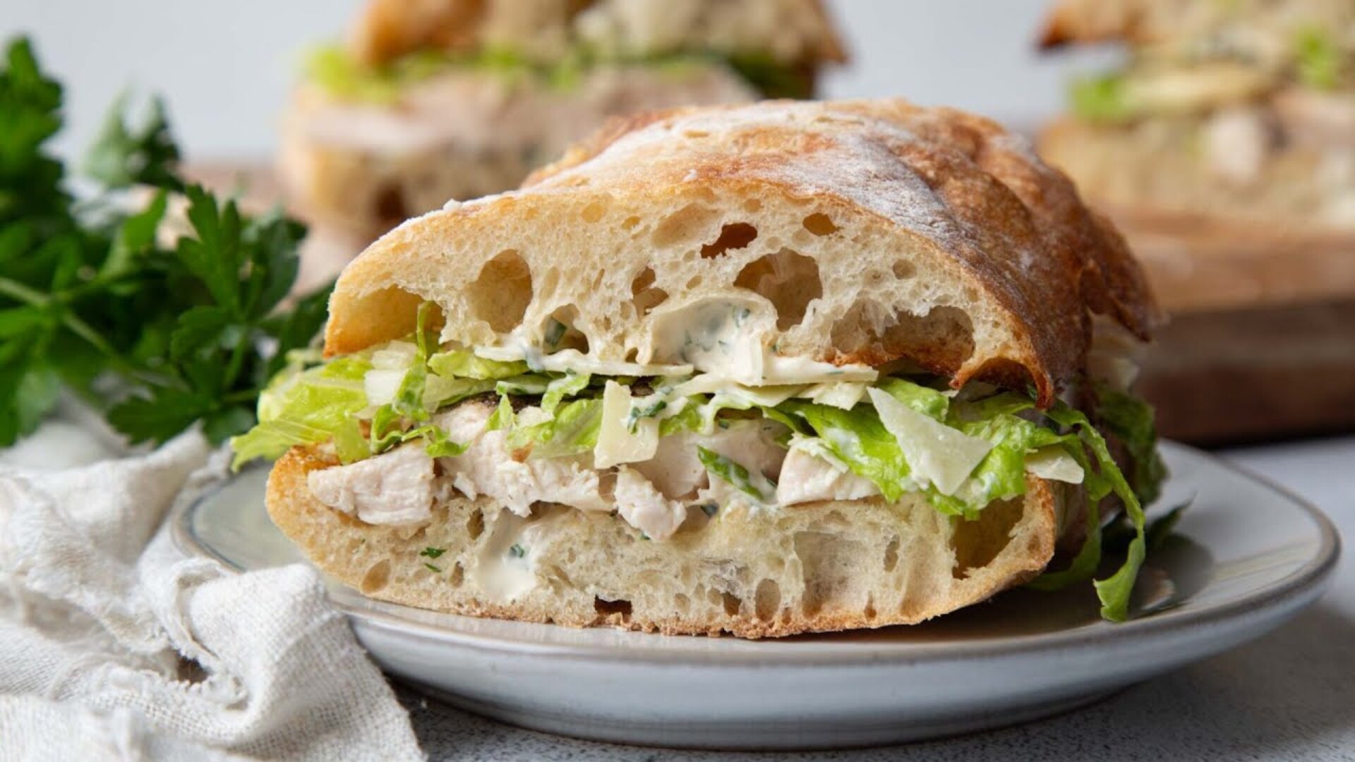 Video thumbnail for Grilled Chicken Caesar Sandwich Recipe