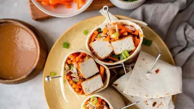 'Video thumbnail for Thai-Inspired Crispy Tofu Wraps Recipe'