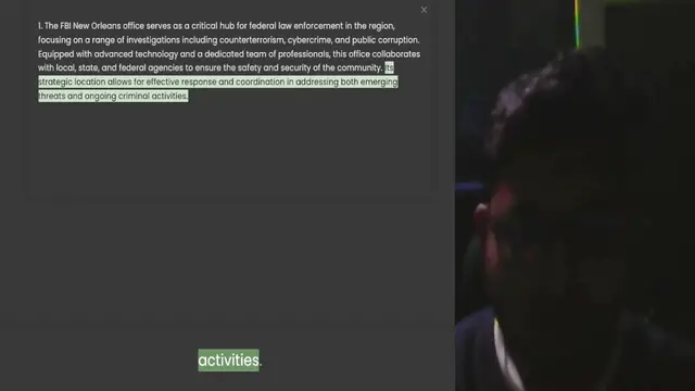 Video thumbnail for focusing on a range of investigations including counterterrorism, cybercrime, and public corruption. Equipped with advanced technology and a dedicated team of professionals, this office collaborates with local, state, and federal agencies