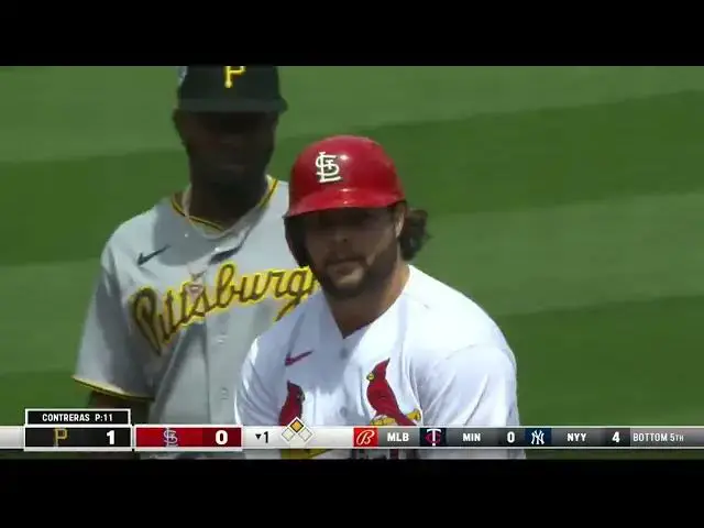 'Video thumbnail for Alec Burleson SMOKES a RBI Ground-Rule Double! | St. Louis Cardinals | 4/15/2023'