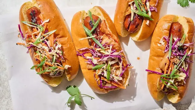 'Video thumbnail for Kimchi-Sesame Hot Dog Recipe'