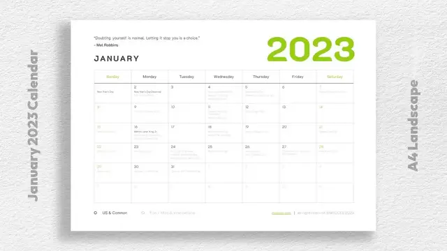 Video thumbnail for January 2023 Calendar with Holidays Printable Template Free Dwonload