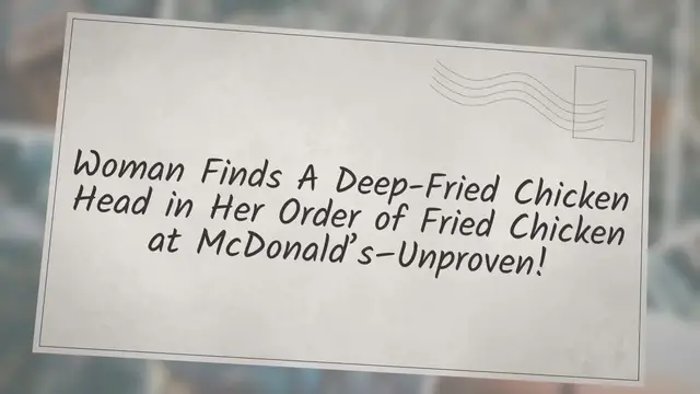 Video thumbnail for Woman Finds A Deep-Fried Chicken Head in Her Order of Fried Chicken at McDonald's-Unproven!
