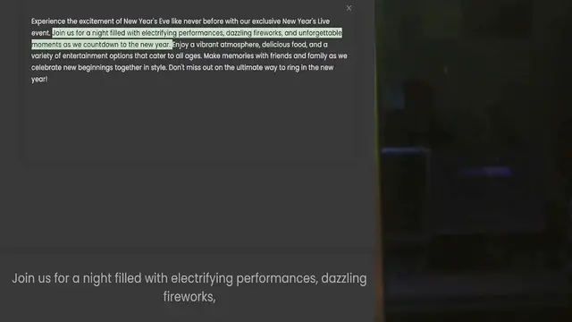 Video thumbnail for Experience the excitement of New Year's Eve like never before with our exclusive New Year's Live event. Join us for a night filled with electrifying performances, dazzling fireworks, and unforgettable moments as we countdown to the new ye