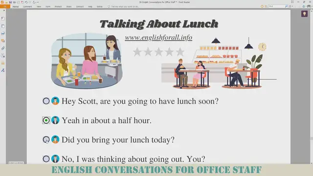 Video thumbnail for Talking About Lunch -  English Conversations for Office Staff