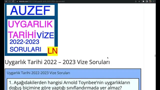 Video thumbnail for Uygarlık Tarihi 2022 - 2023 Vize Soruları
