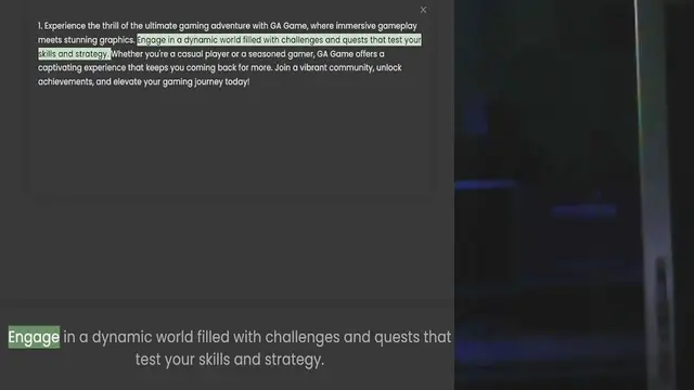 Video thumbnail for 1. Experience the thrill of the ultimate gaming adventure with GA Game, where immersive gameplay meets stunning graphics. Engage in a dynamic world filled with challenges and quests that test your skills and strategy. Whether you're a cas