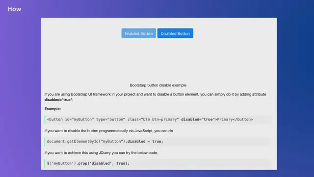 Video thumbnail for How to disable button in Bootstrap