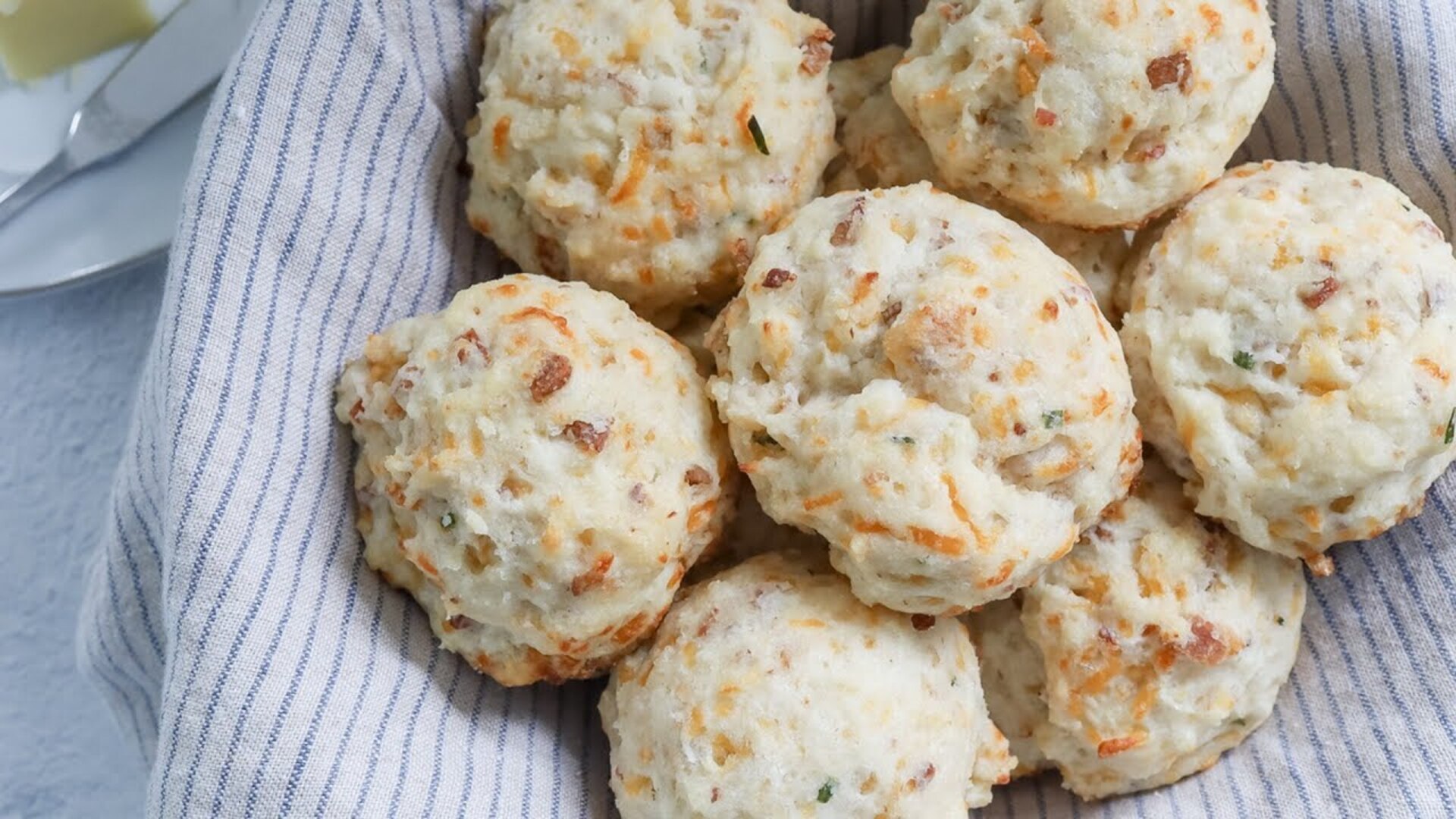Video thumbnail for Bacon-Cheddar Drop Biscuit Recipe