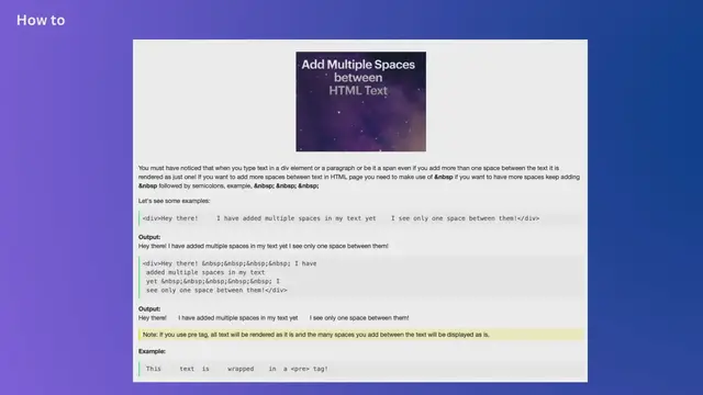 Video thumbnail for How to add multiple spaces between html page text