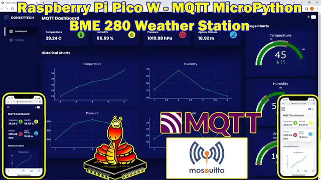 Video thumbnail for Raspberry Pi Pico W - MQTT MicroPython - BME 280Weather Station Dashboard