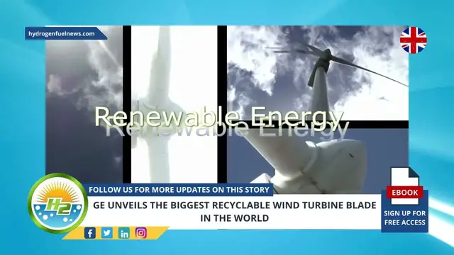 Video thumbnail for GE unveils the biggest recyclable wind turbine blade in the world