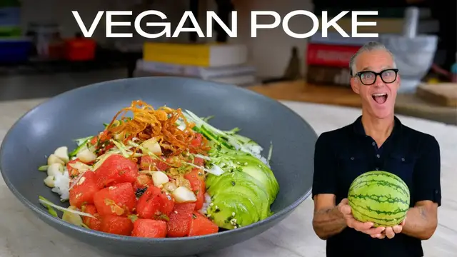 'Video thumbnail for How to Make a Vegan Poke Recipe using Watermelon'