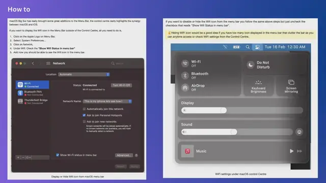 Video thumbnail for How to hide or display Wifi icon in macOS Bug Sur Menu Bar