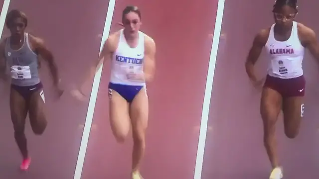 Video thumbnail for Abby Steiner of Kentucky wins 60m heats at SEC Indoor Championships in 7.17