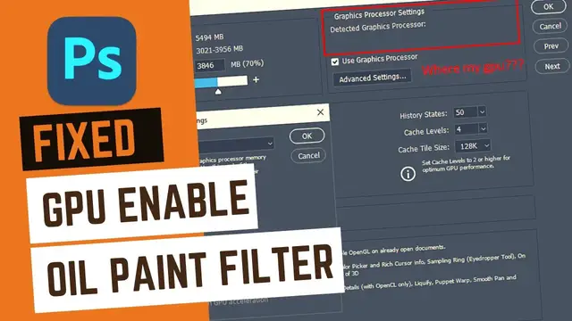 Video thumbnail for Fix Adobe Photoshop Graphics Processor Not Detected (Fixed Oil Paint Filter Photoshop)