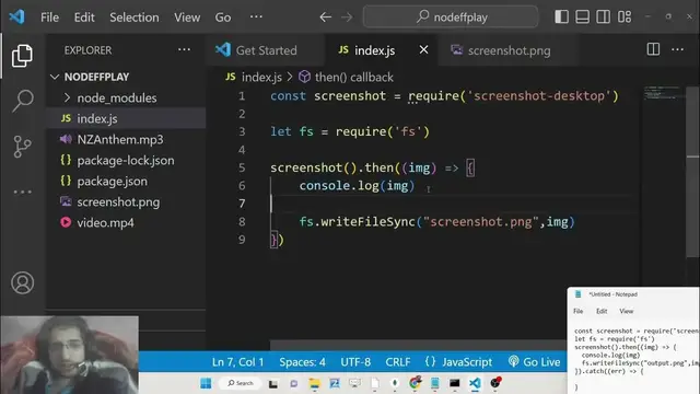 Video thumbnail for Node.js Tutorial to Take Screenshot of Desktop & Save it as Image File in Command Line
