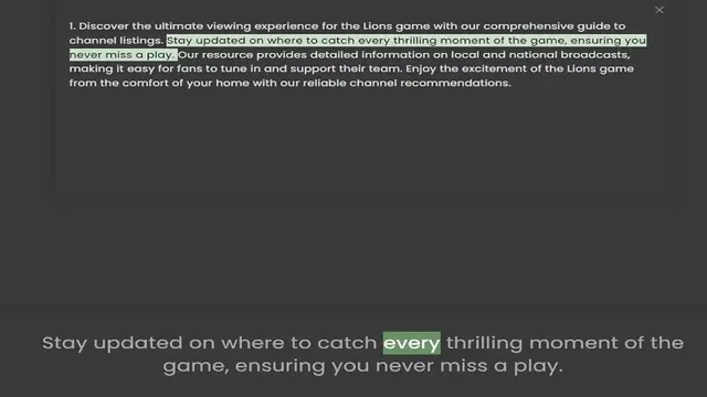 'Video thumbnail for 1. Discover the ultimate viewing experience for the Lions game with our comprehensive guide to channel listings. Stay updated on where to catch every thrilling moment of the game, ensuring you never miss a play. Our resource provides deta'