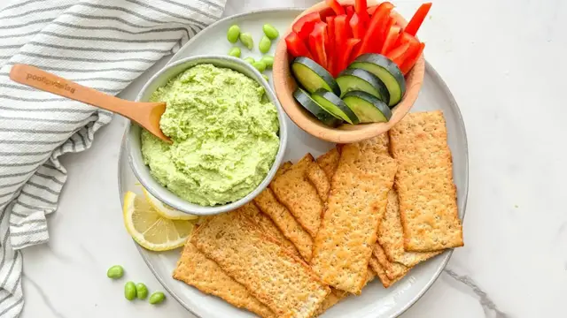 'Video thumbnail for 5-Ingredient Edamame Hummus Recipe'