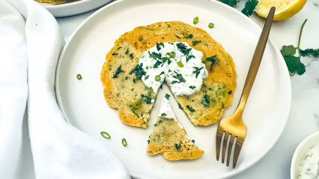 'Video thumbnail for Savory Herb And Chickpea Pancakes Recipe'