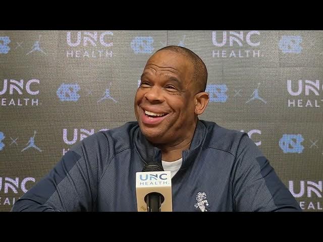 Video thumbnail for #UNC coach Hubert Davis press conference ahead of Saturday's home game against No. 4 #Duke