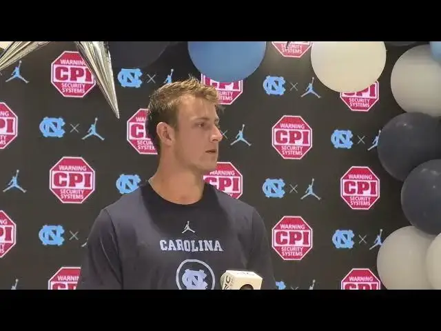 'Video thumbnail for #UNC players press conference with defensive back Kaleb Cost and QB Max Johnson'